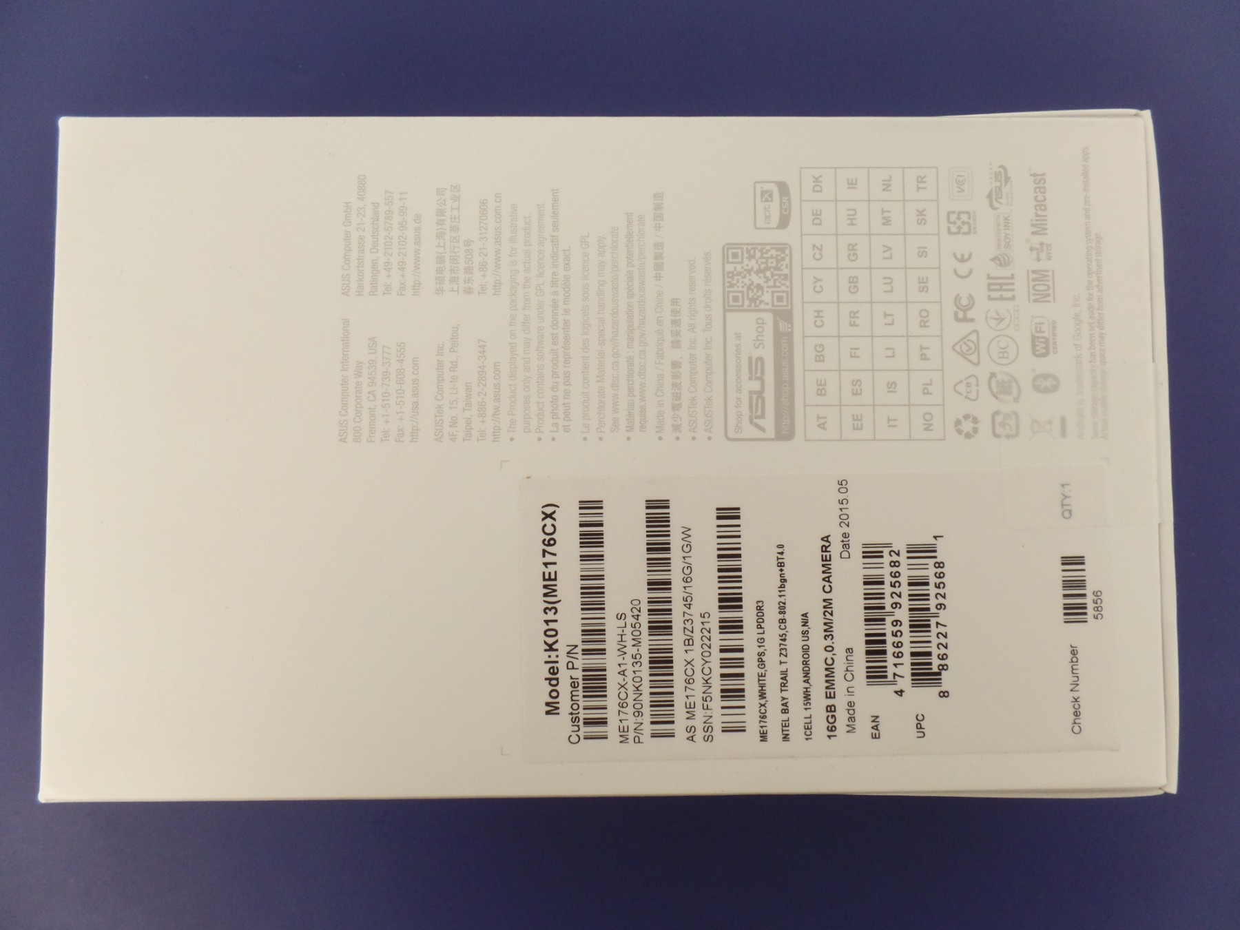 Asus Memo Pad K013 ME176CX 7" 1280x800 Atom Z3745 1GB 16GB Android 4.4