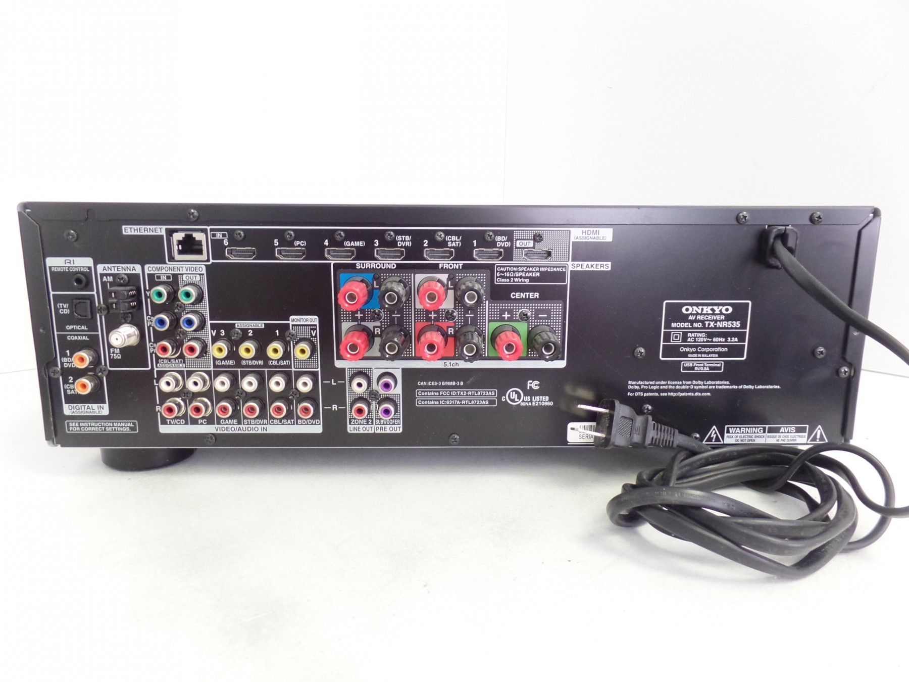 Home Theater 5.2 AV Receiver Onkyo TXNR535 for parts 13