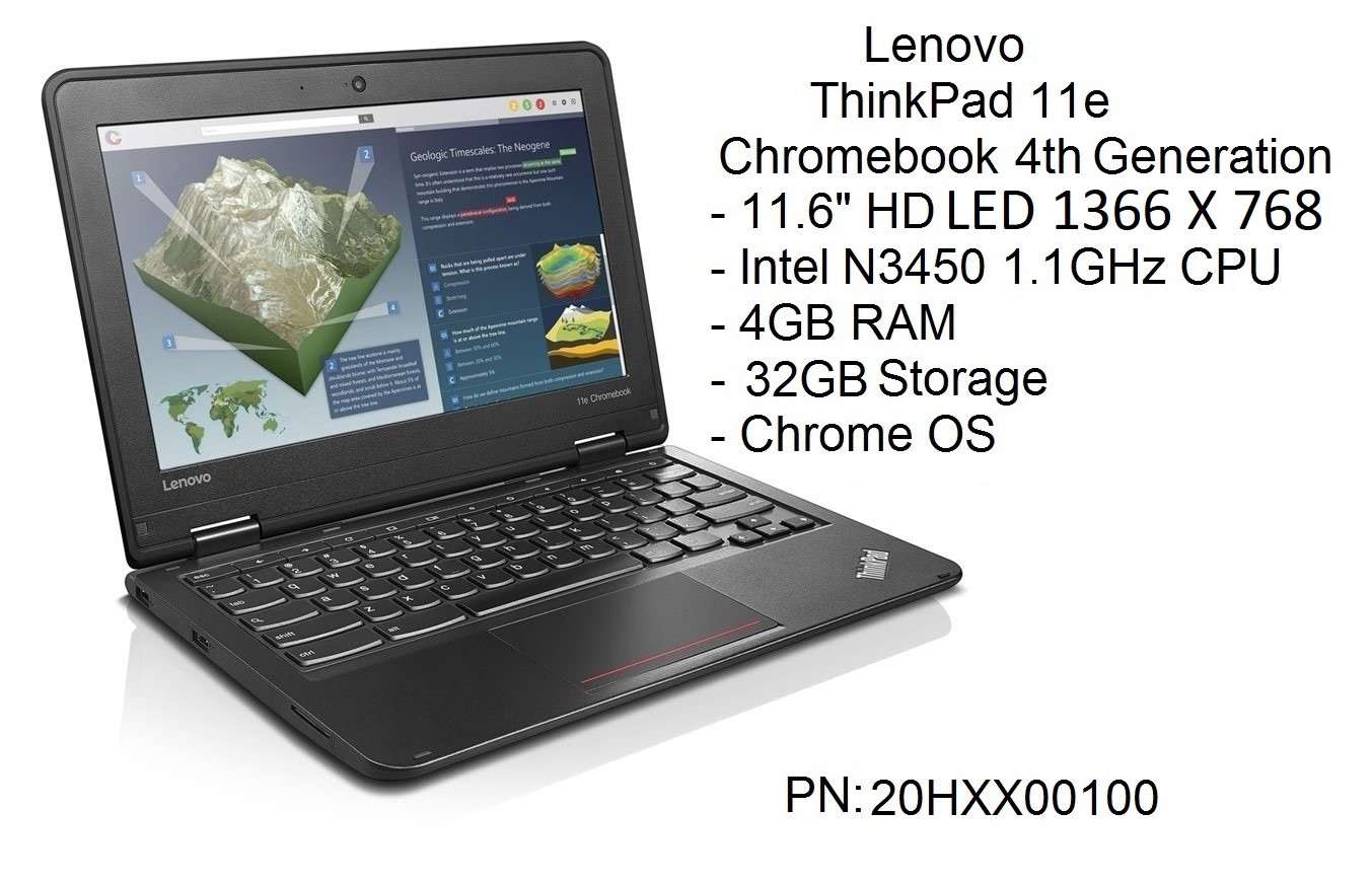 Lenovo ThinkPad 11e Chromebook 4th Gen 11.6" HD N3450 4GB 32GB Chrome OS Laptop