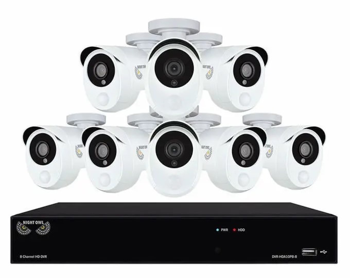 Night Owl 1080p HD Video Security DVR 8Ch 1TB DVR +8x Heat Based Motion Cameras