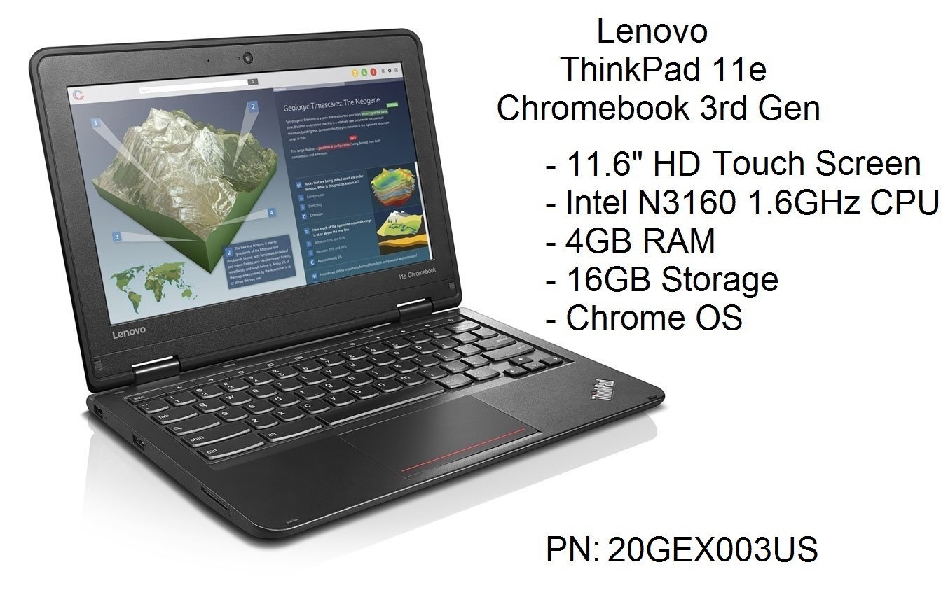 Lenovo ThinkPad 11e 3rd Gen Chromebook 11.6" Touch Screen N3160 4GB 16GB Chrome