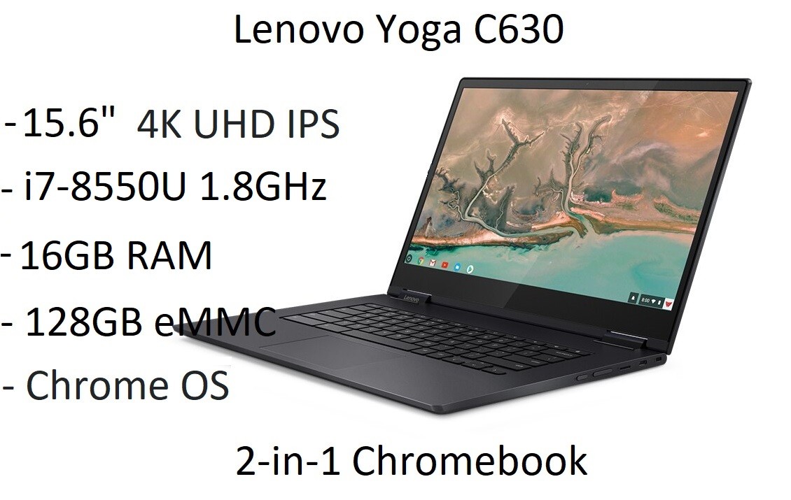 Lenovo Yoga C630 15.6" 4K UHD Touch i7-8550U 1.8GHz 16GB 128GB Chrome Blue