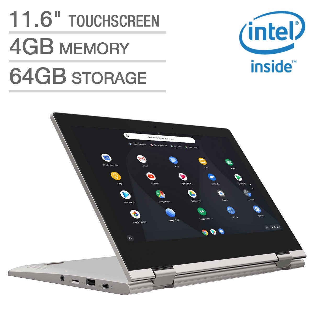 Lenovo C340 11.6" HD IPS Touch N4000 1.1GHz 4GB 64GB eMMC 2in1 Chromebook Grey