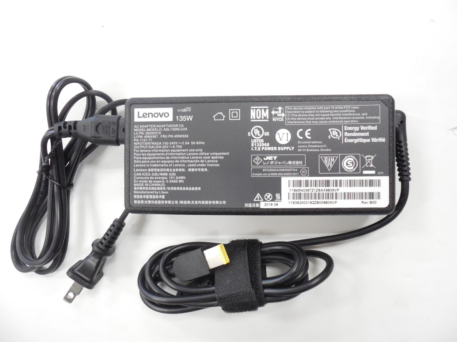 Lenovo ThinkPad 135W AC Adapter Slim Tip Power Supply 4X20E50558 Original OEM