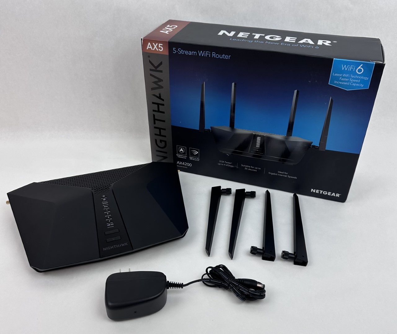 NETGEAR Nighthawk AX4200 5-Stream WiFi Router RAX43-100NAS - Black