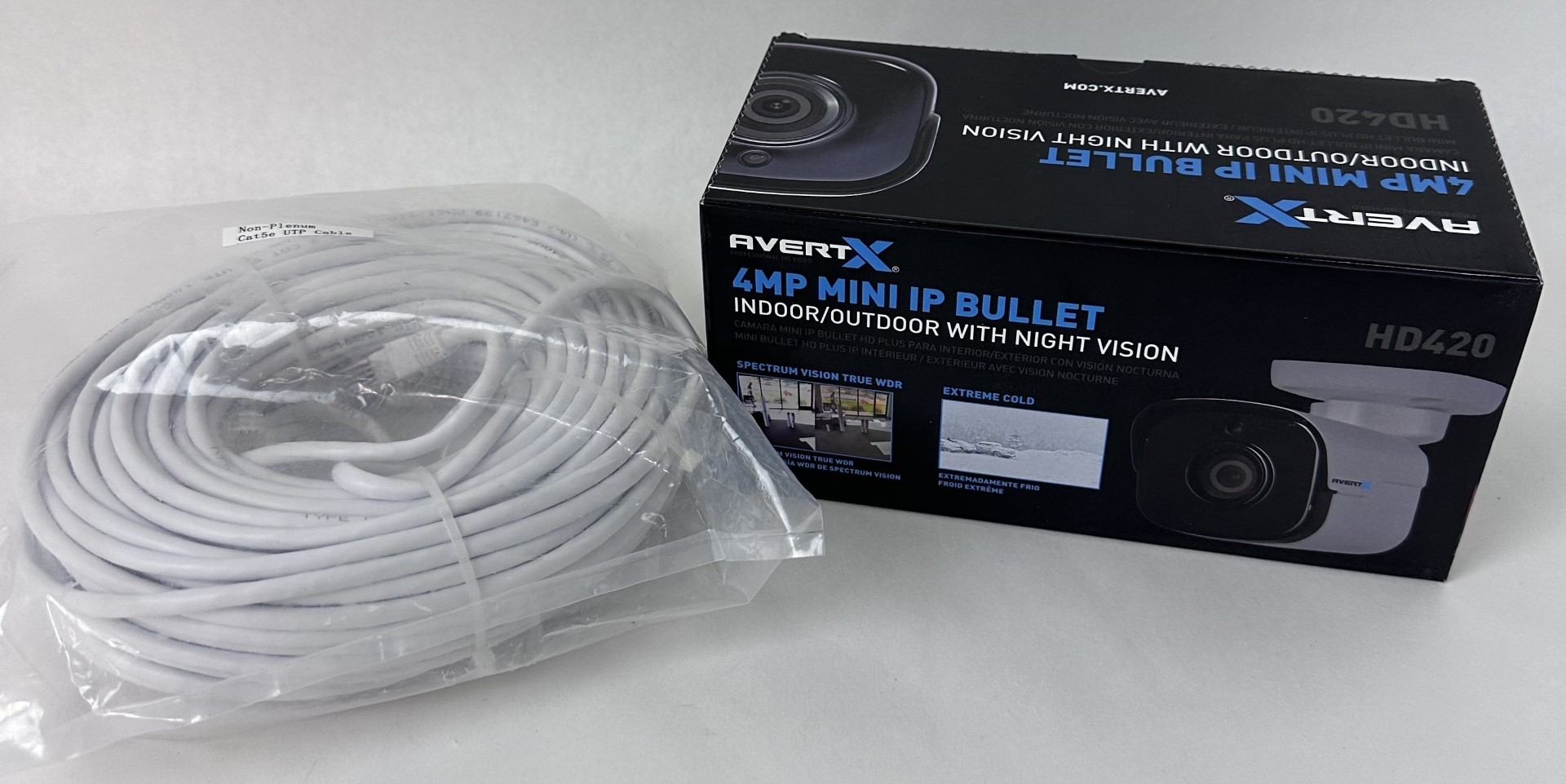 AvertX AVX-HD420IR 4MP Mini IP Bullet Camera + Wire BN