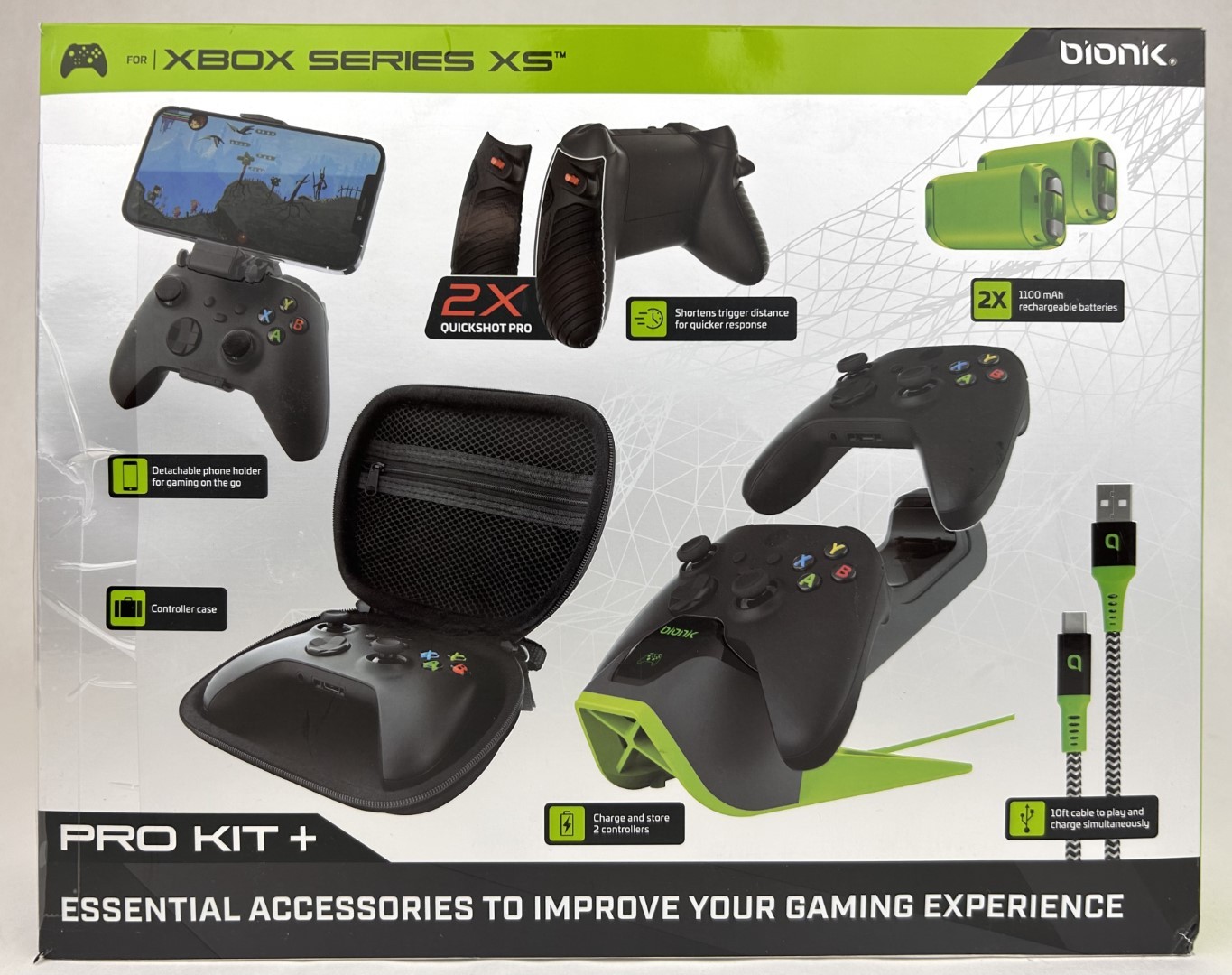 Bionik Xbox Series X/S Pro Kit + 2x Quickshot Pro 1100 mAh Batteries Station
