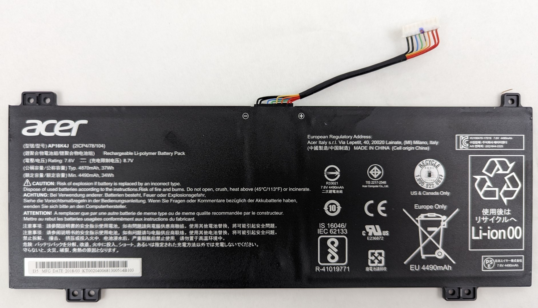 OEM Genuine Battery AP16K4J for Acer Spin 11 Chromebook R751T-C4XP
