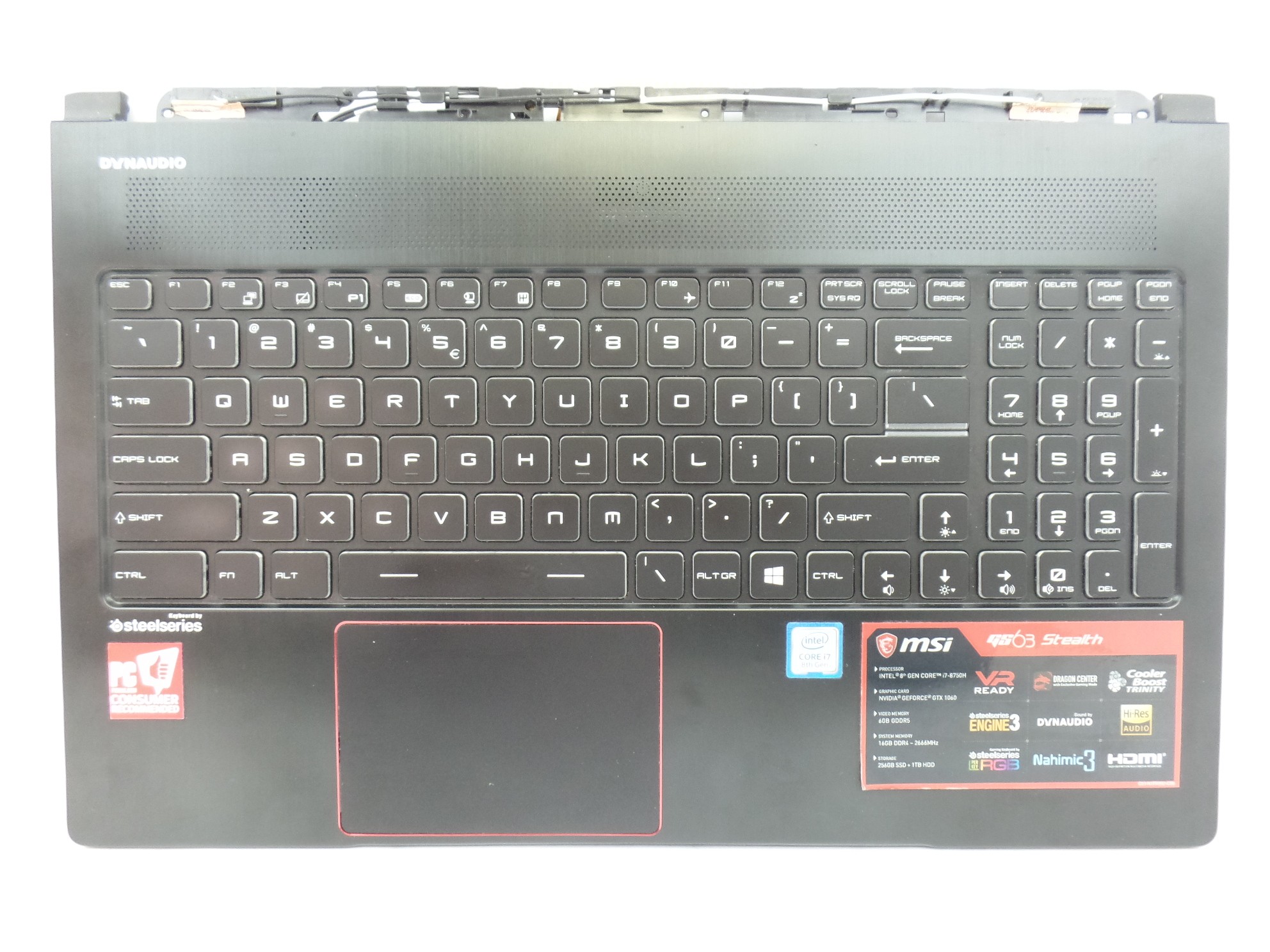 OEM Palmrest Keyboard Touchpad for MSI GS63 Stealth 8RE-010US