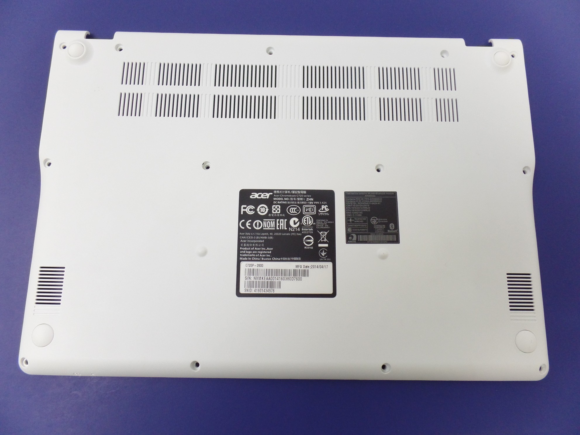 OEM Bottom Cover for Acer C720P-2600 White