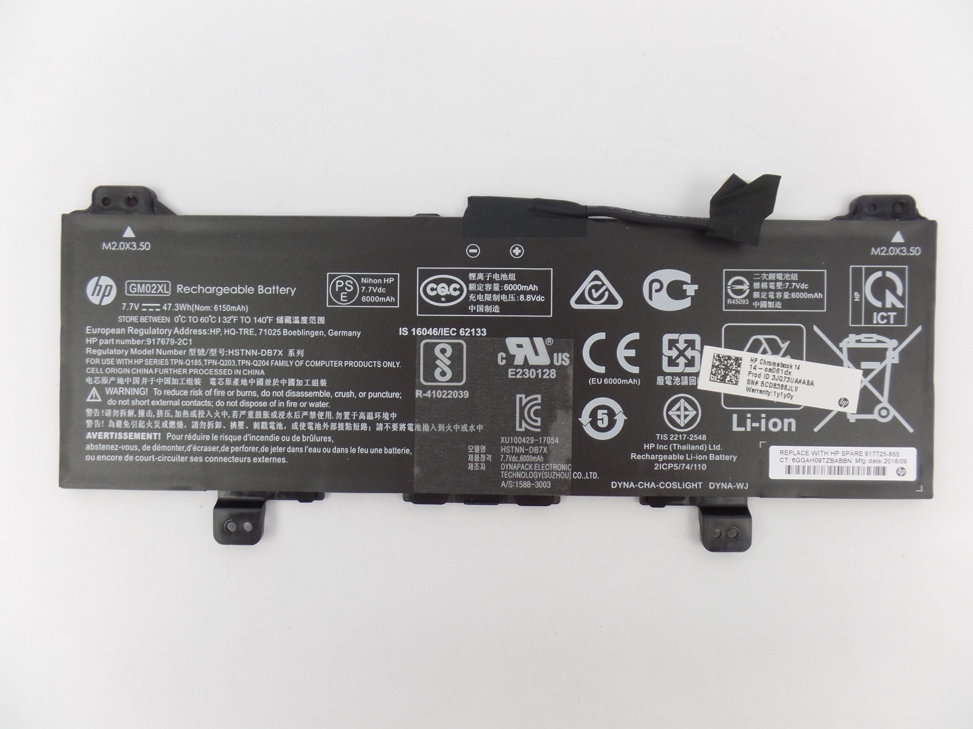 OEM Genuine Battery GM02XL 917725-855 for HP Chromebook 14-CA061DX