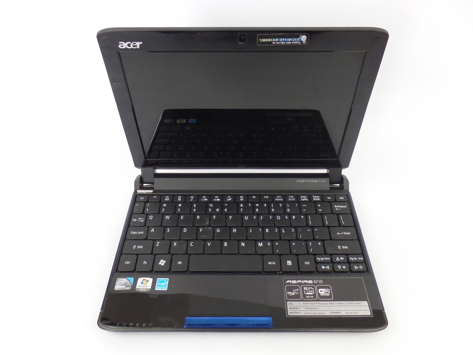 Acer Aspire One 532h-2588 10.1" Atom N450 1GB RAM No HDD Boots to BIOS