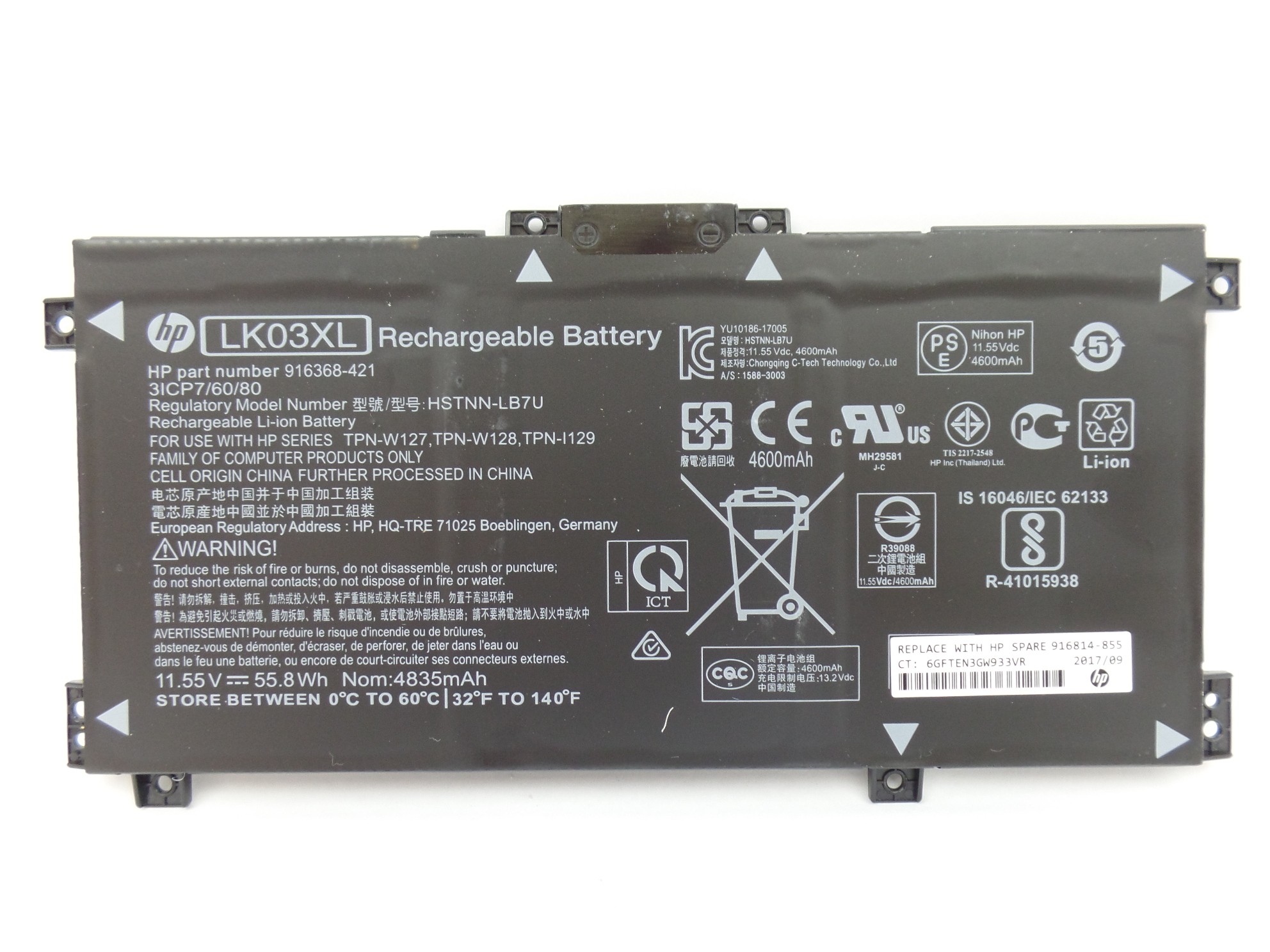 OEM Genuine Original HP Battery LK03XL Li-ion for HP ENVY 15m-bp111dx 