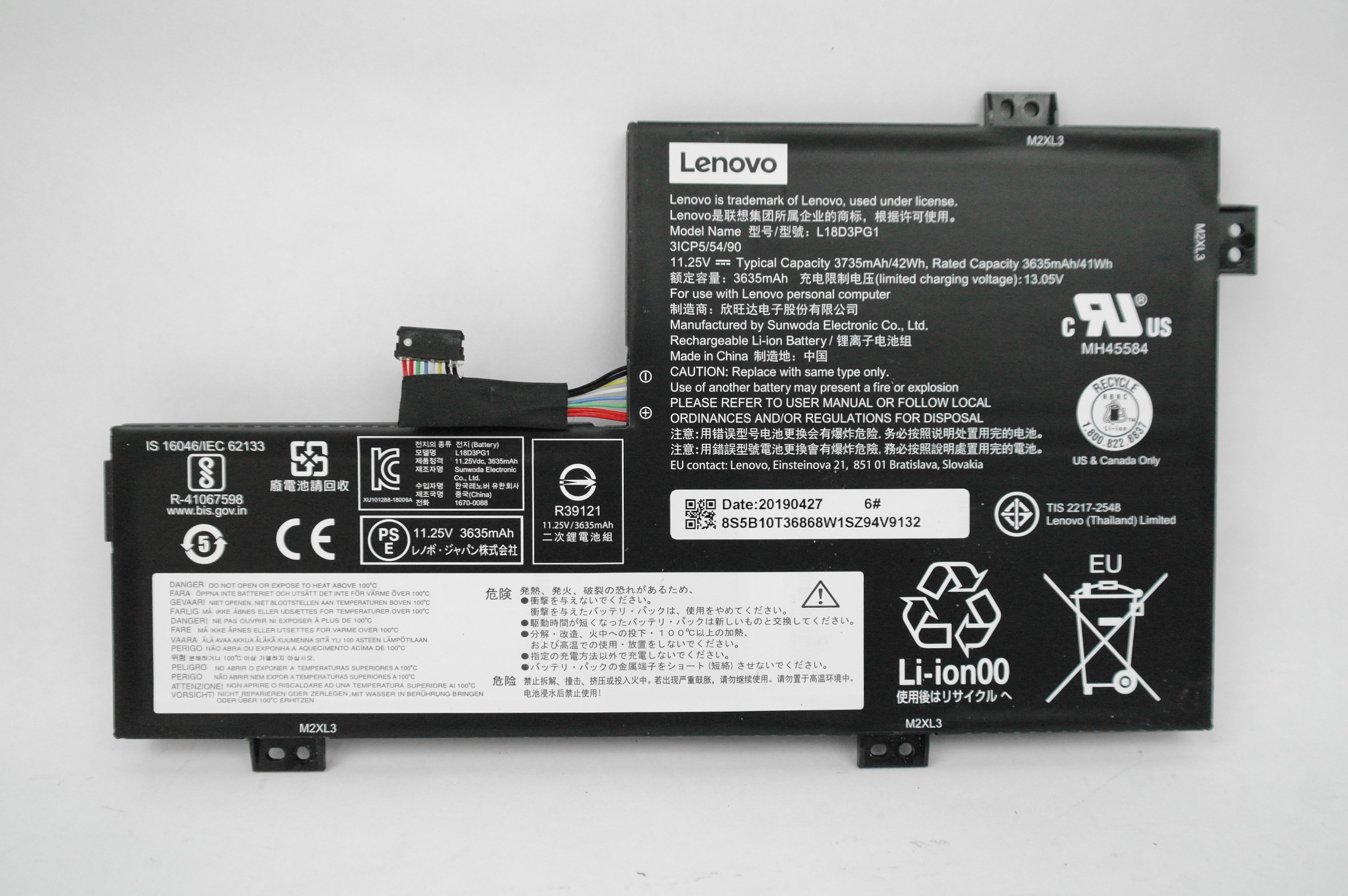 OEM Genuine Battery L18D3PG1 for Lenovo Chromebook 300e 81QC 