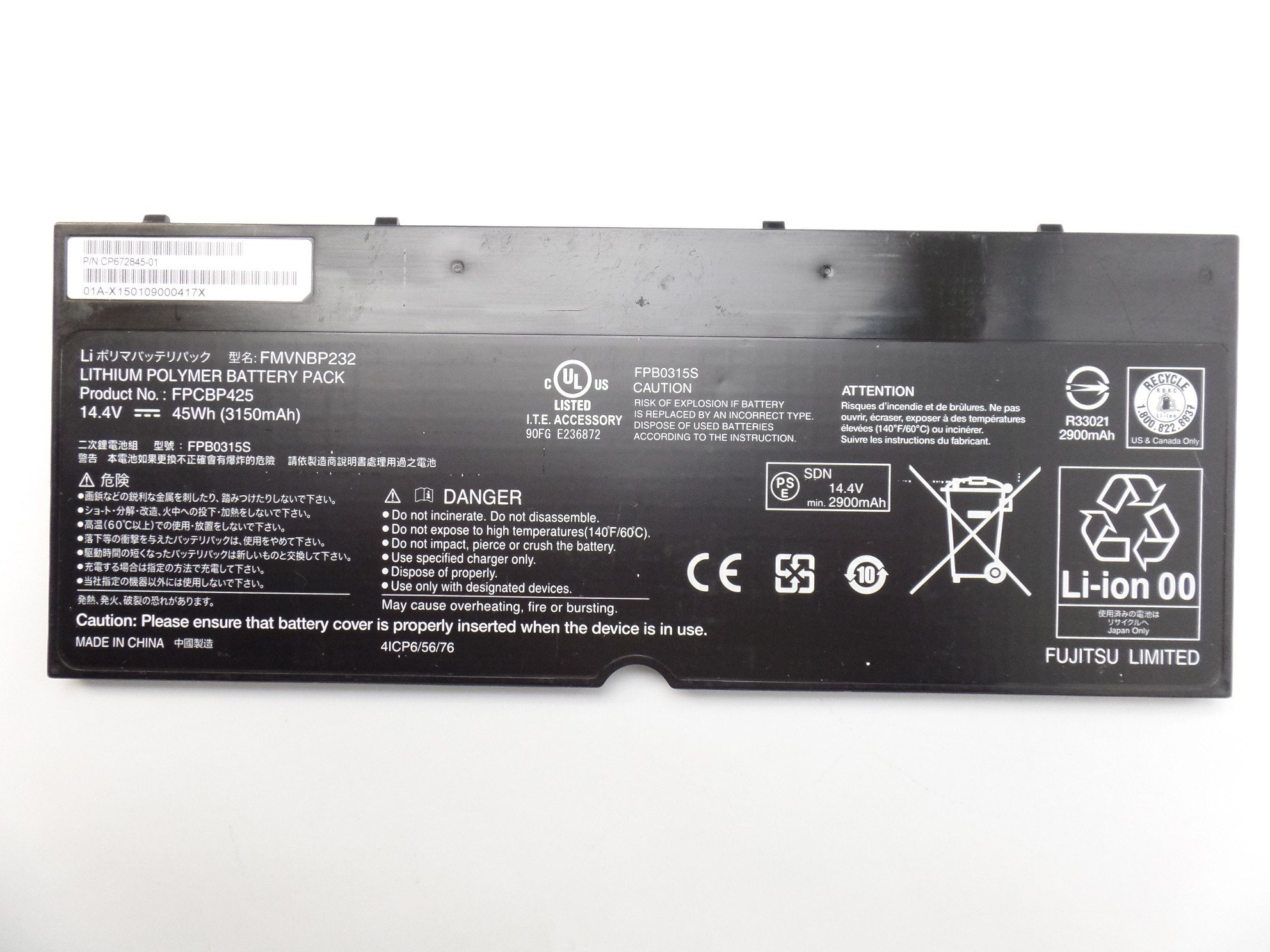 OEM Genuine Battery FMVNBP232 FPCBP425 for Fujitsu Lifebook U745, T935, T904 U