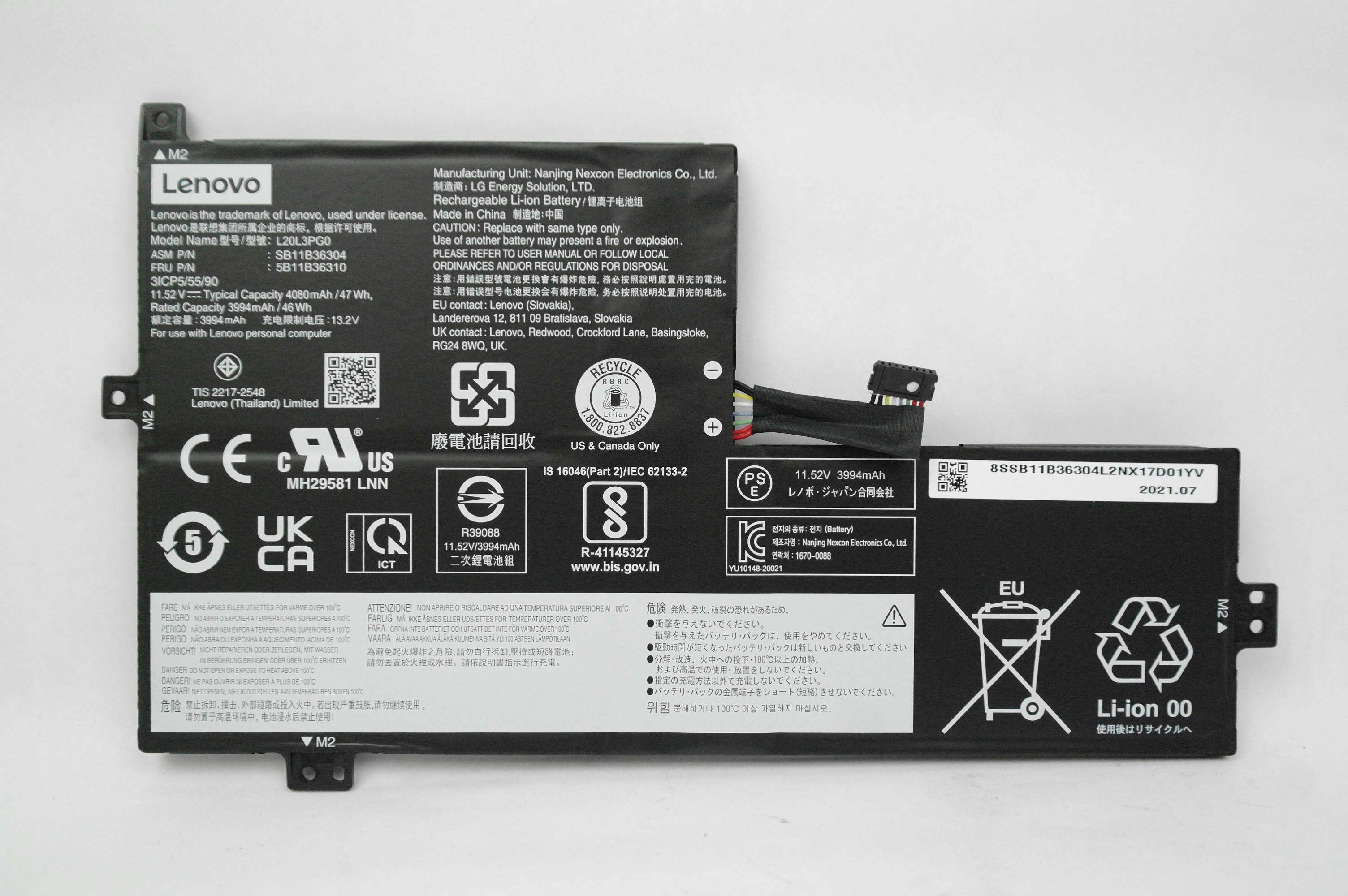 OEM Genuine Battery L20L3PG0 for Lenovo 100e 3rd Gen Chromebook 82J7