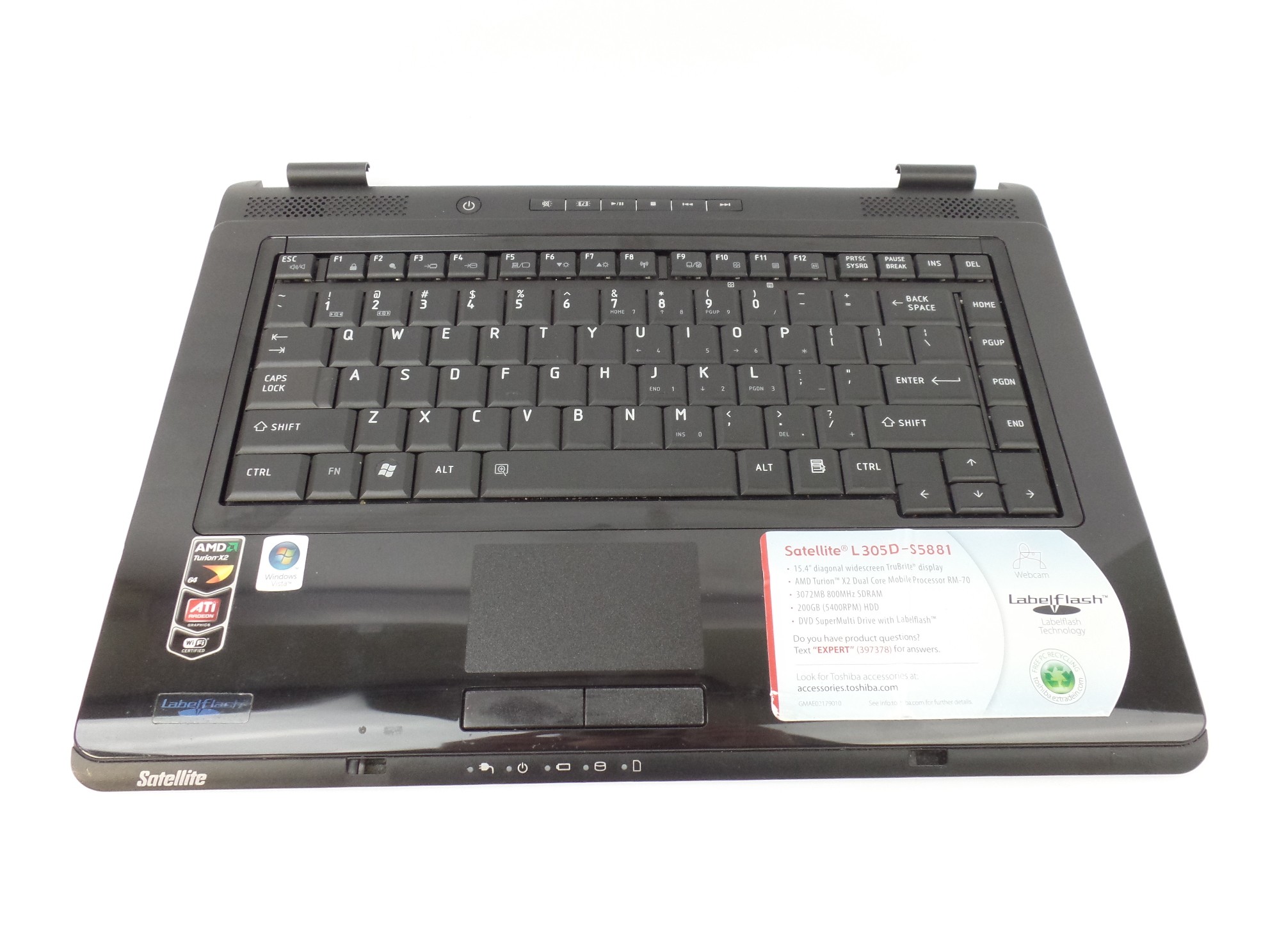 OEM Palmrest Keyboard Touchpad for Toshiba Satellite L305D-S5881 V000130800