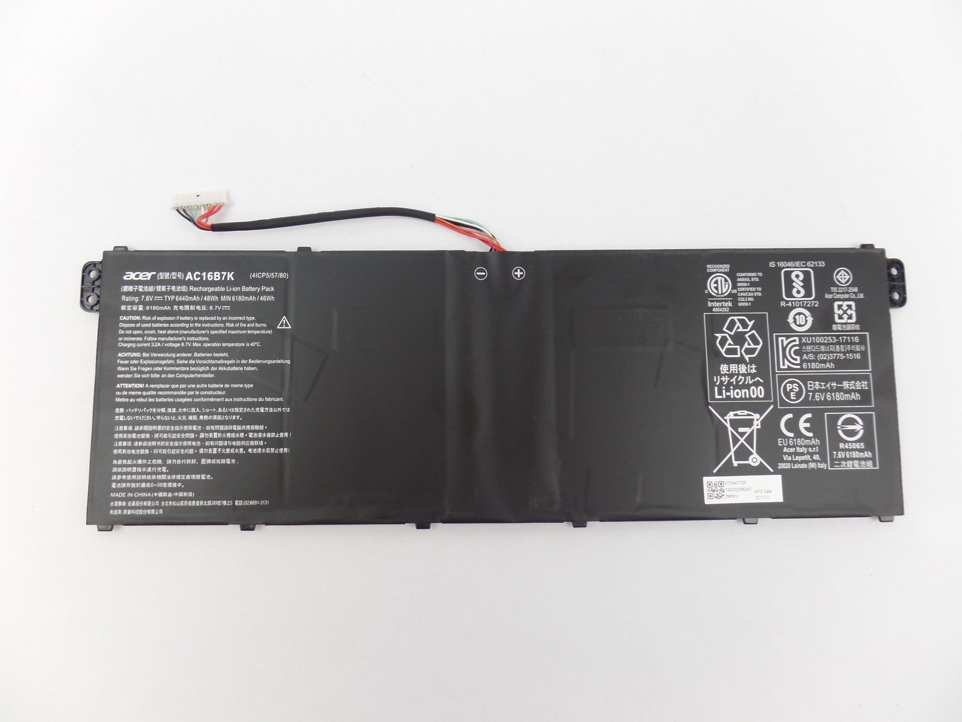OEM Battery for Acer Chromebook CB515-1HT CP511-1HN AC16B7K