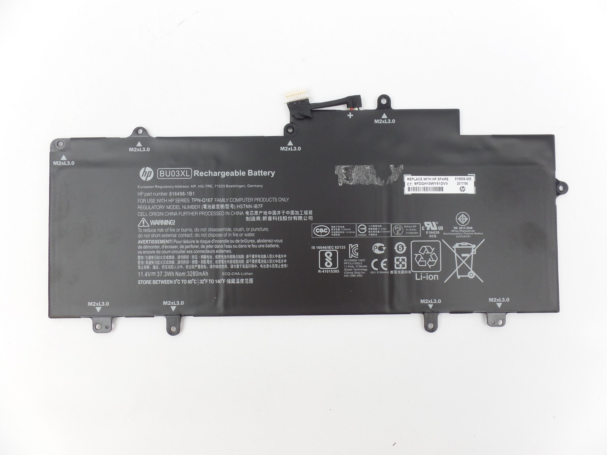 OEM Battery for HP Chromebook 14 G4 14-ak040nr 14-ca052nr BU03XL 816609-005