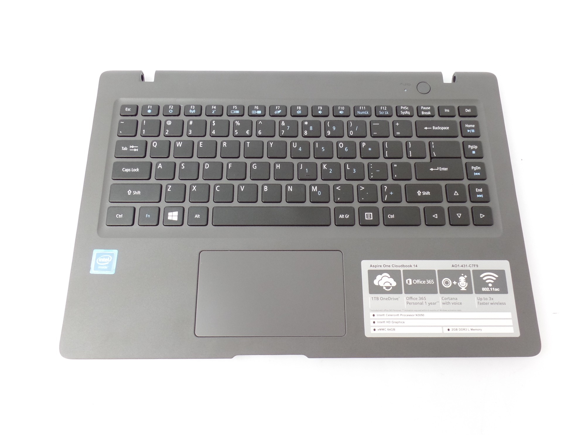 OEM Palmrest Touchpad Keyboard + Bottom Cover for Acer Aspire AO1-431-C7F9