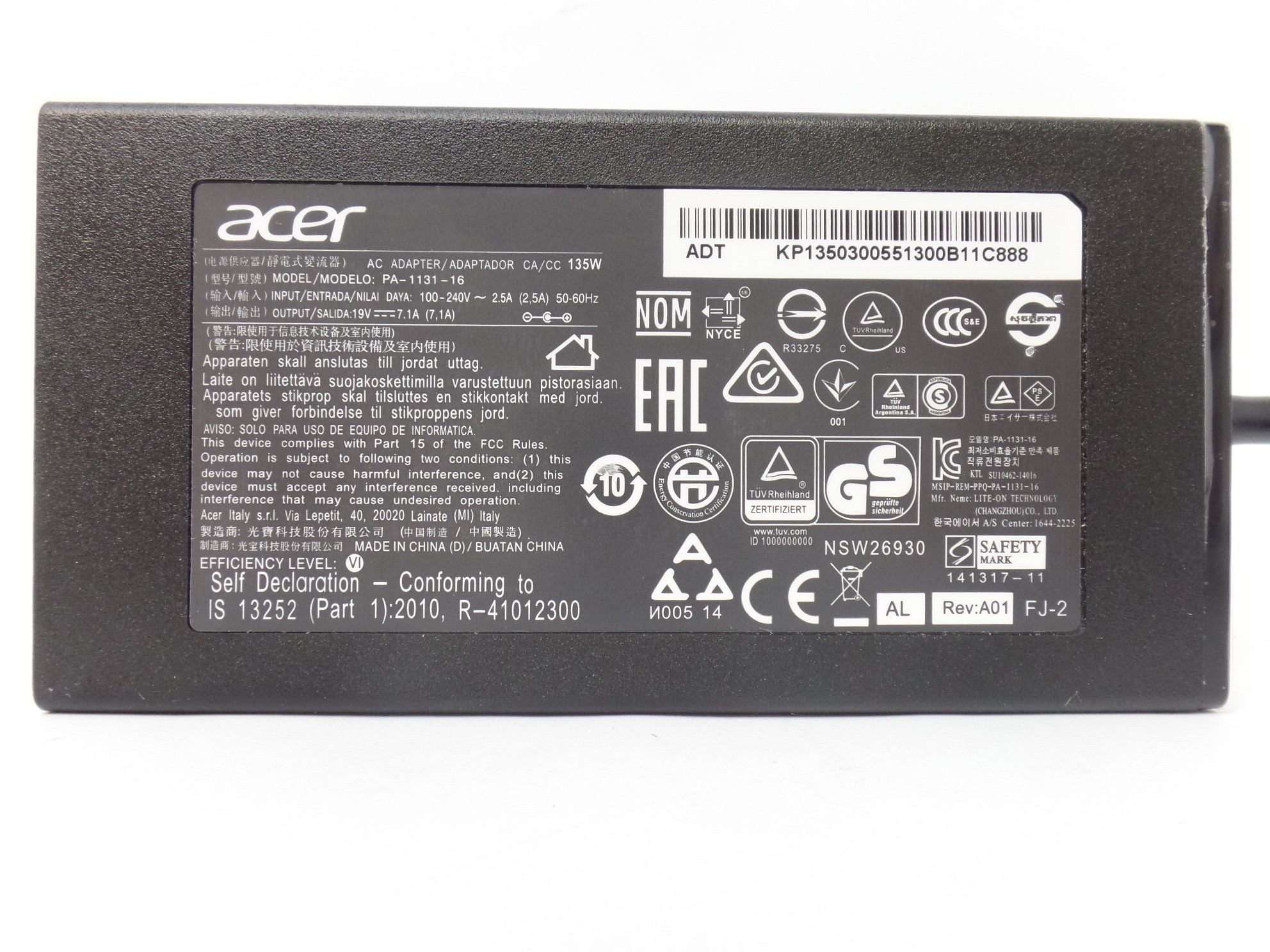 Acer Nitro 5 AN515 Charger Power Supply AC Adapter 135W