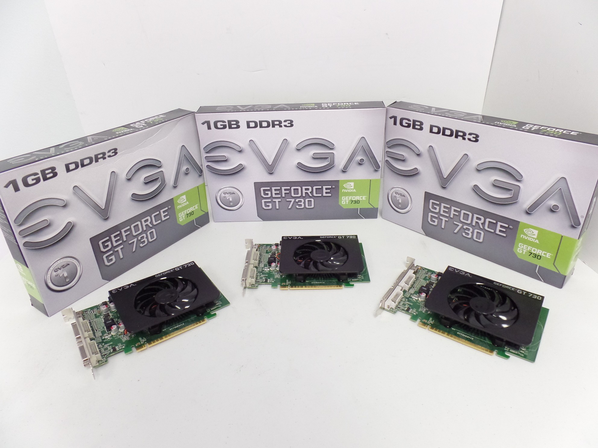 Lot of 3 Bad EVGA GeForce GT 730 2x DVI + HDMI 1GB DDR3 NVIDIA 01G-P3-2731-KR