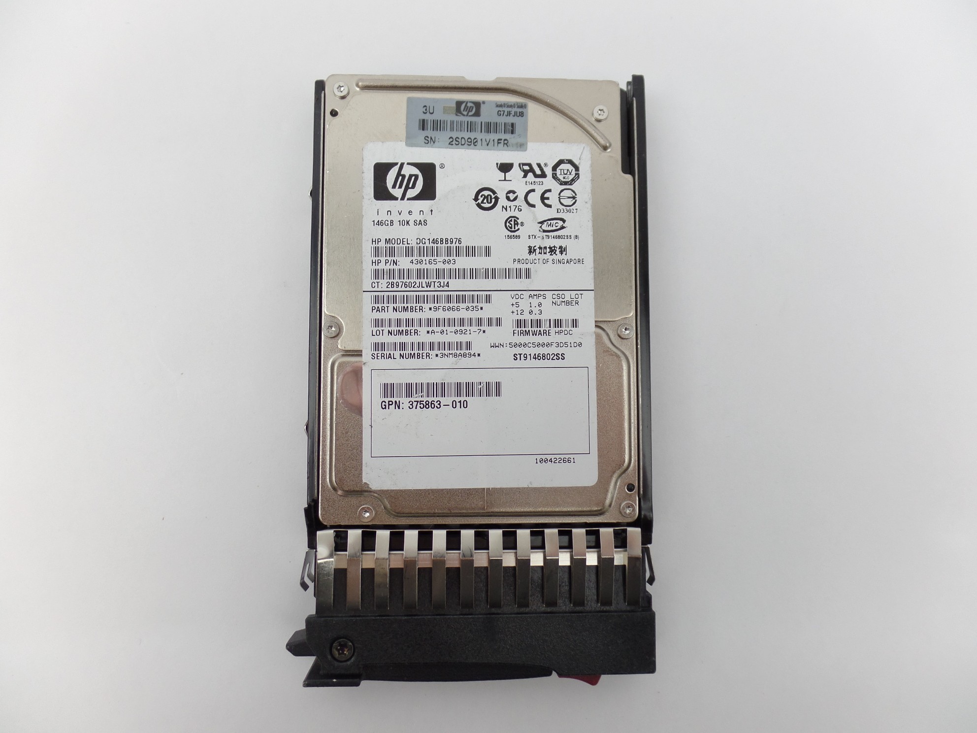 HP 2.5" 146GB 10K SAS Hard Drive 9F6066 With Original Caddy