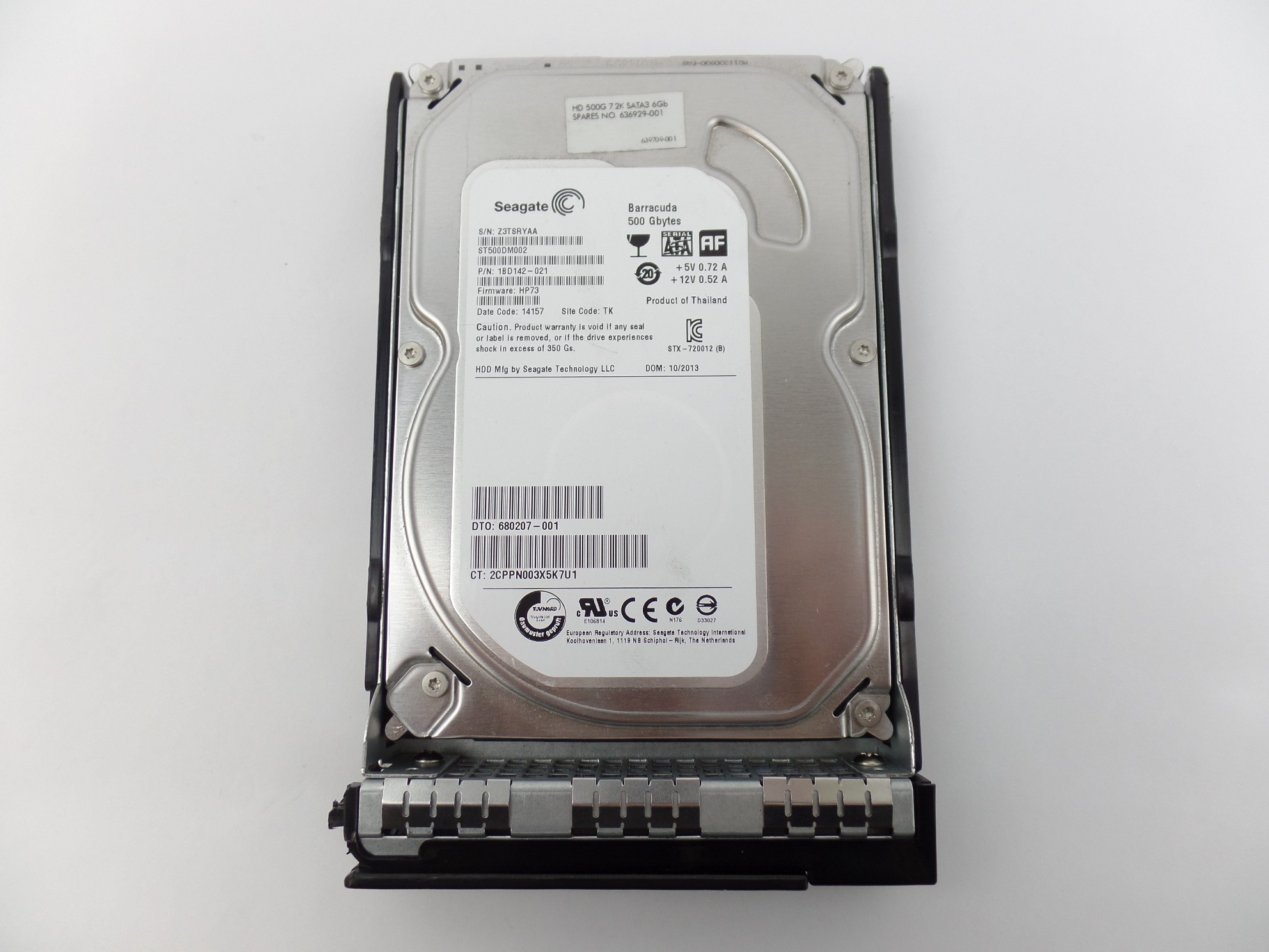 3.5" Seagate Desktop HDD 500GB Hard Disk Drive ST500DM002 PN: 1BD142-021