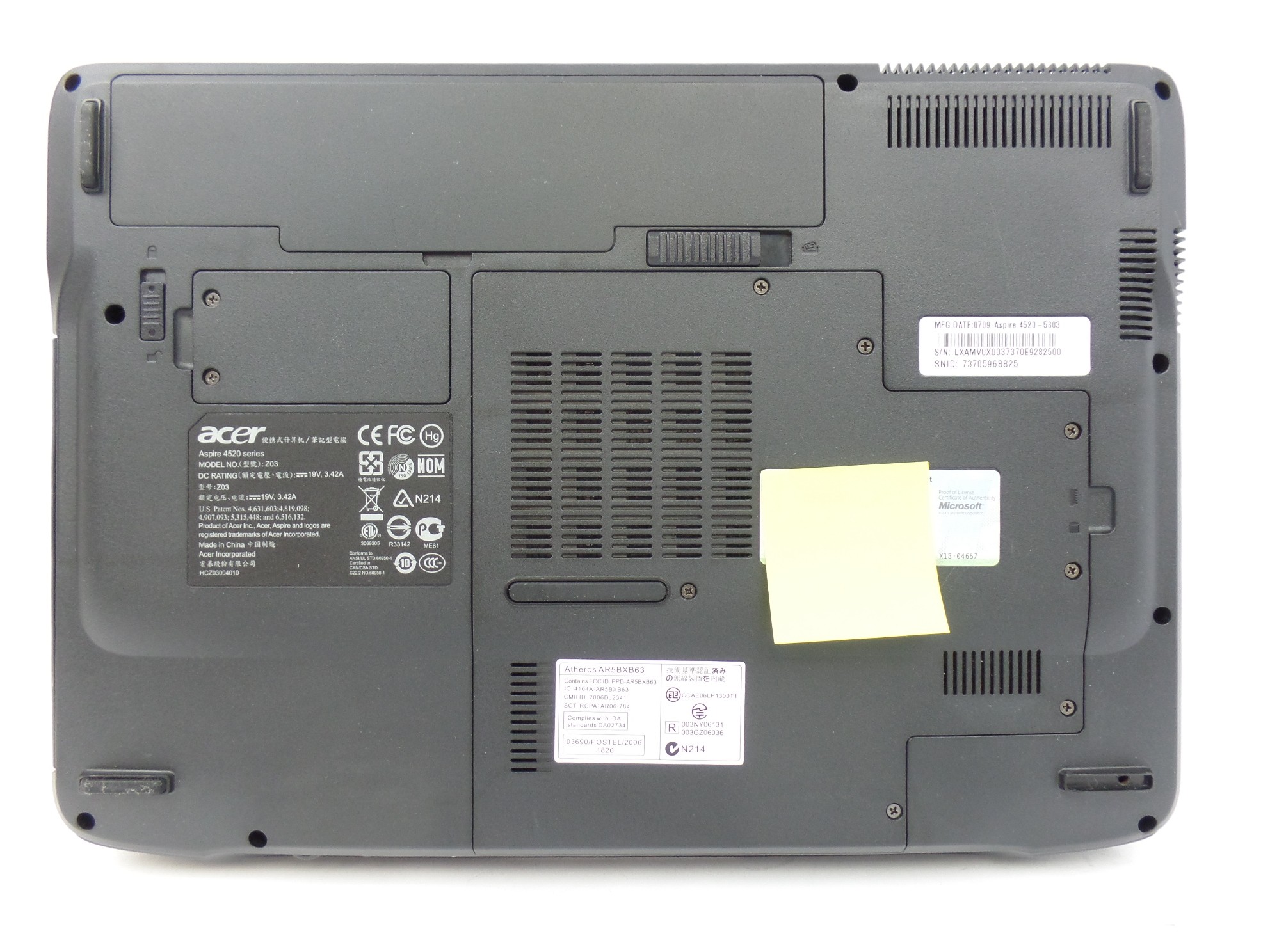 Acer Aspire 4520 ノートブック/ラップトップ用500GB SATA/シリアルATA内蔵ハードドライブ Acer Aspire 4520-5464 Hard Drive Replacement - iFixit Repair