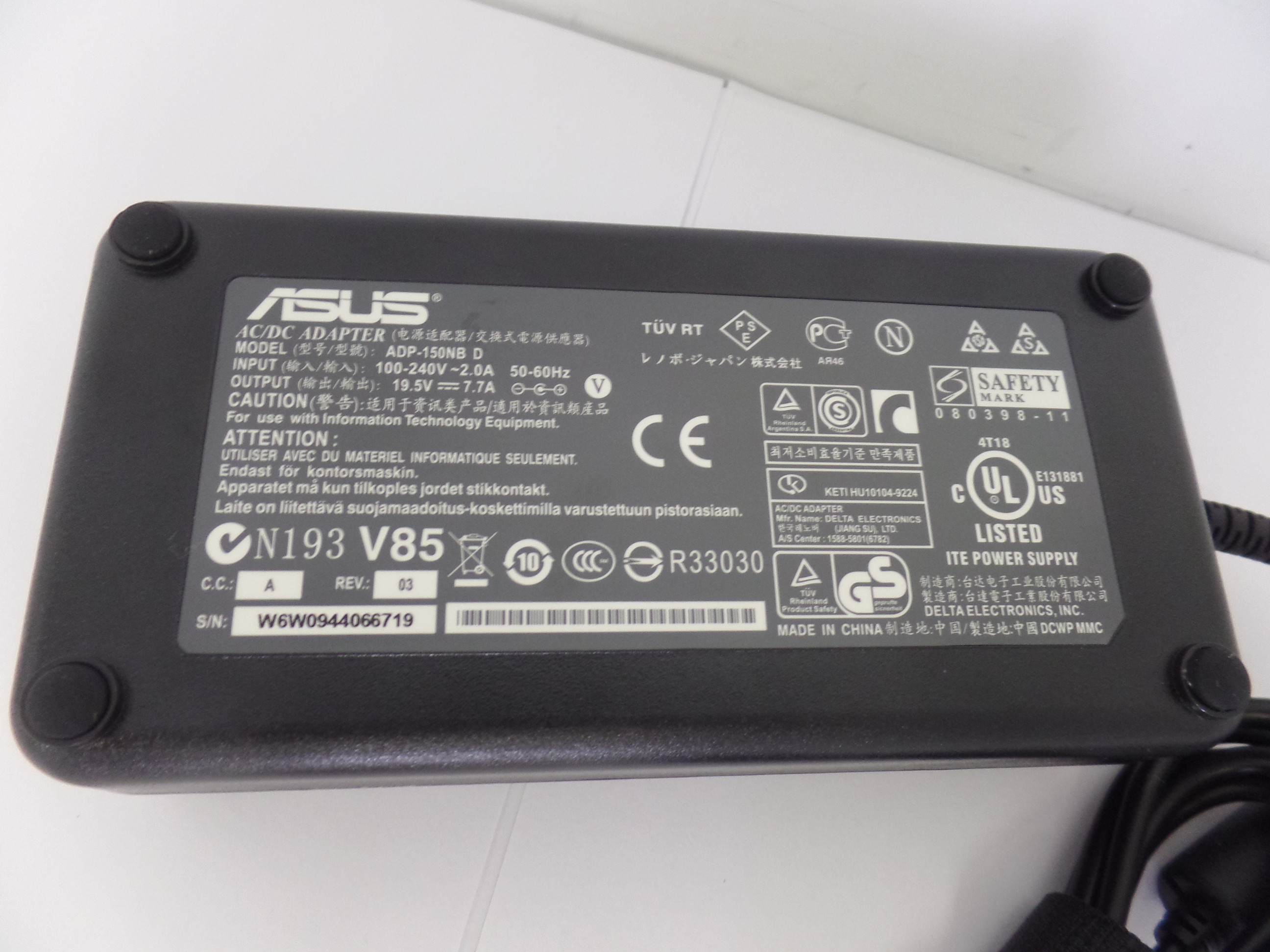Laptop Charger AC Adapter 150W Power Supply for ASUS ADP150NB D 19.5V